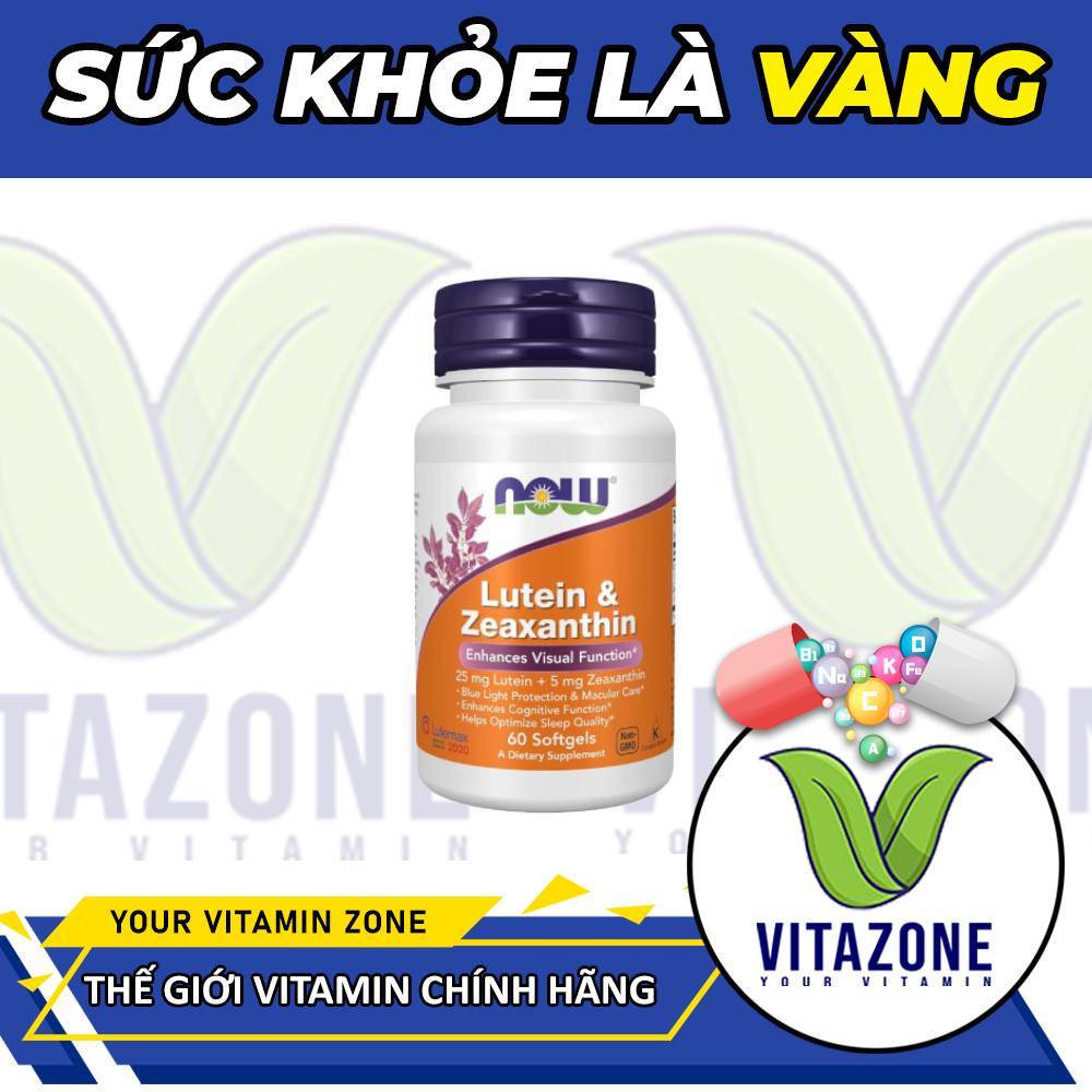 NOW Lutein 25mg + Zeaxanthin 5mg - Hỗ Trợ Giảm Mỏi Mắt