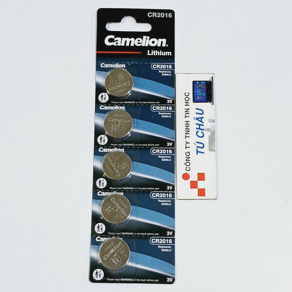 Pin 3V 2016, CR2016 - 3V, DL2016, 5000LC, E-CR2016, Pin Camelion Lithium / Giá bán 1 Vĩ (5 Viên)