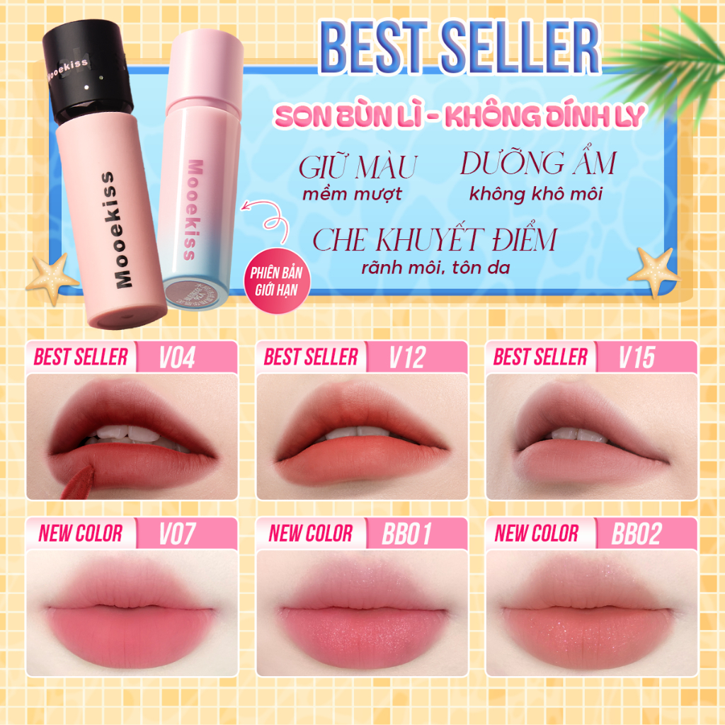 [KOL] Combo Son lì Mooekiss Lip Creamy Matte giúp tăng tone màu da, dịu nhẹ và dễ sử dụng V01 2gx2 | BigBuy360 - bigbuy360.vn