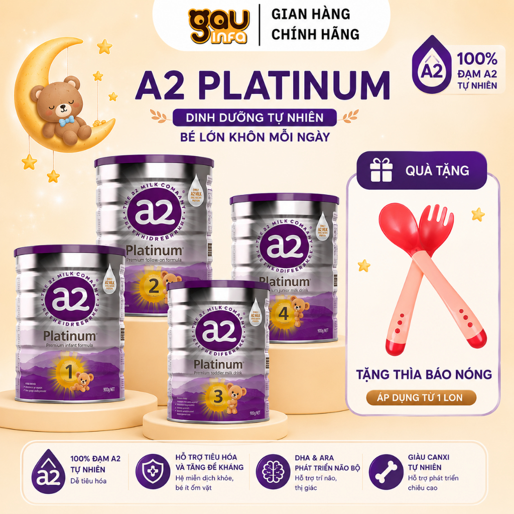 Sữa A2 Milk A2 Platinum 900g – Sữa Công Thức Đạm A2 Dễ Tiêu Hóa Cho Bé Đủ Số 1,2,3,4 - Gauinfa