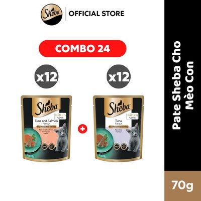 SHEBA Pate Cho Mèo Con Vị Cá Ngừ & Cá Hồi/ Cá Ngừ 70g – 24 gói