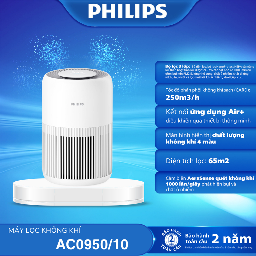 Máy lọc không khí Philips AC0950/10 - Hàng chính hãng - Bảo hành 24 tháng