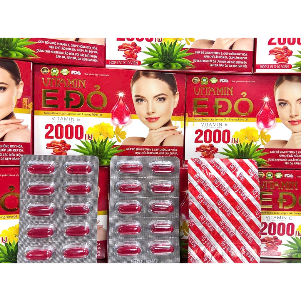Vitamin E 2000iu E đỏ ROBINSON VITAMIN E  Viên uống Đẹp da, Chống lão hóa, Tái tạo da, Sáng da