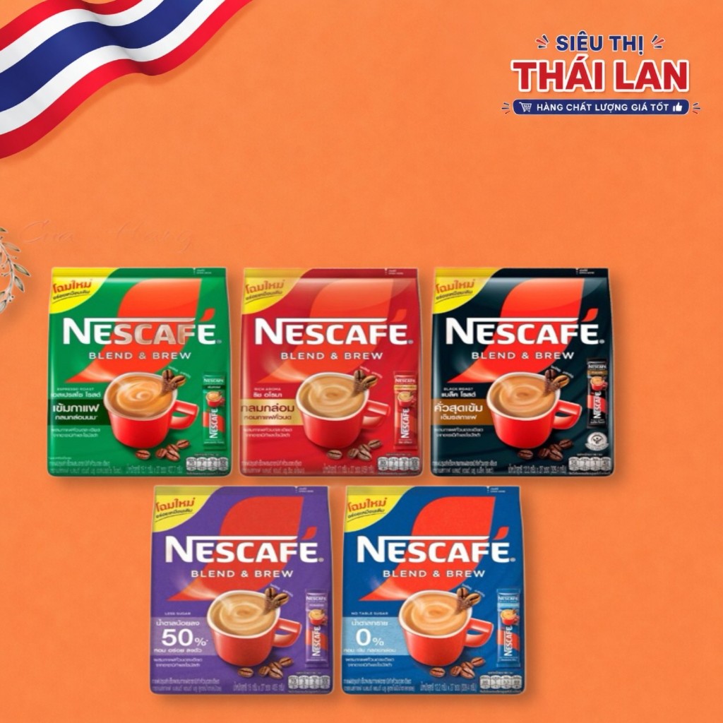 Cà phê sữa  cà phê không đường Nescafe  hòa tan Thái Lan 27 goi