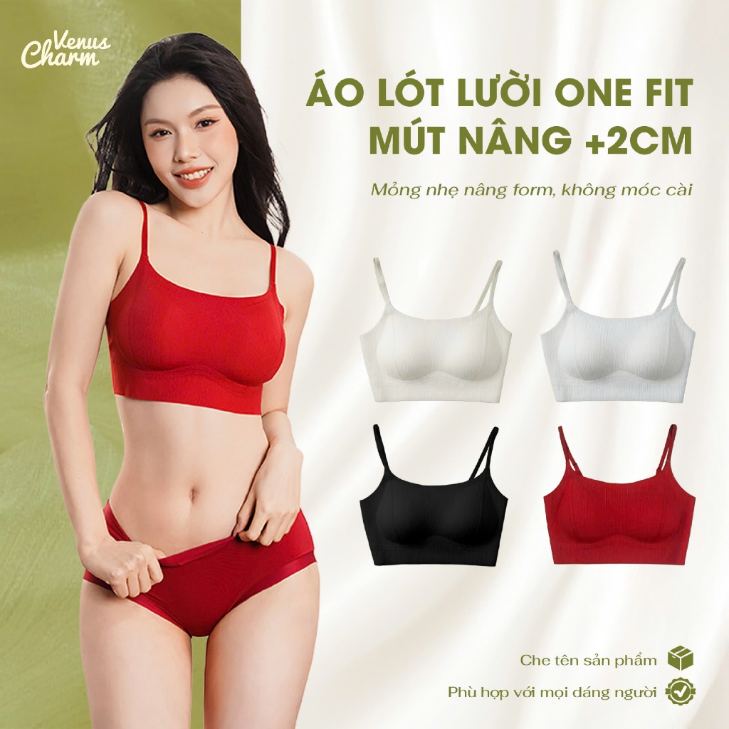 Áo Lót Lười Nâng V1 OneFit Không Gọng, Đệm Mỏng 2cm Nâng Nhẹ Tự Nhiên, Áo Bra Không Viền Không Móc Cài Venus Charm 0716