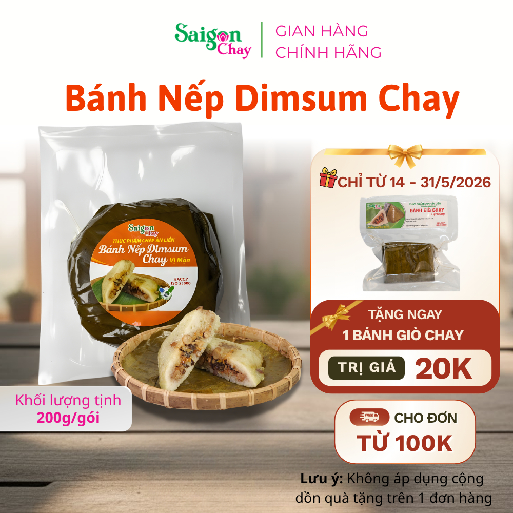 Bánh nếp dimsum chay vị mặn từ Sài Gòn Chay tiện lợi dùng liền 1 gói x 200gr