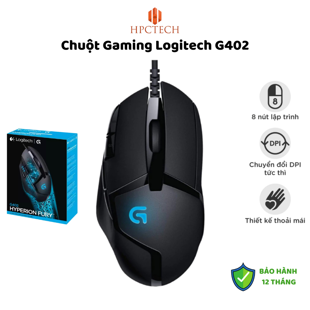Chuột Gaming Logitech G402 Gaming Logiteck - Tốc độ phản hồi cực nhanh, LED xanh bảo hành 6 tháng, H