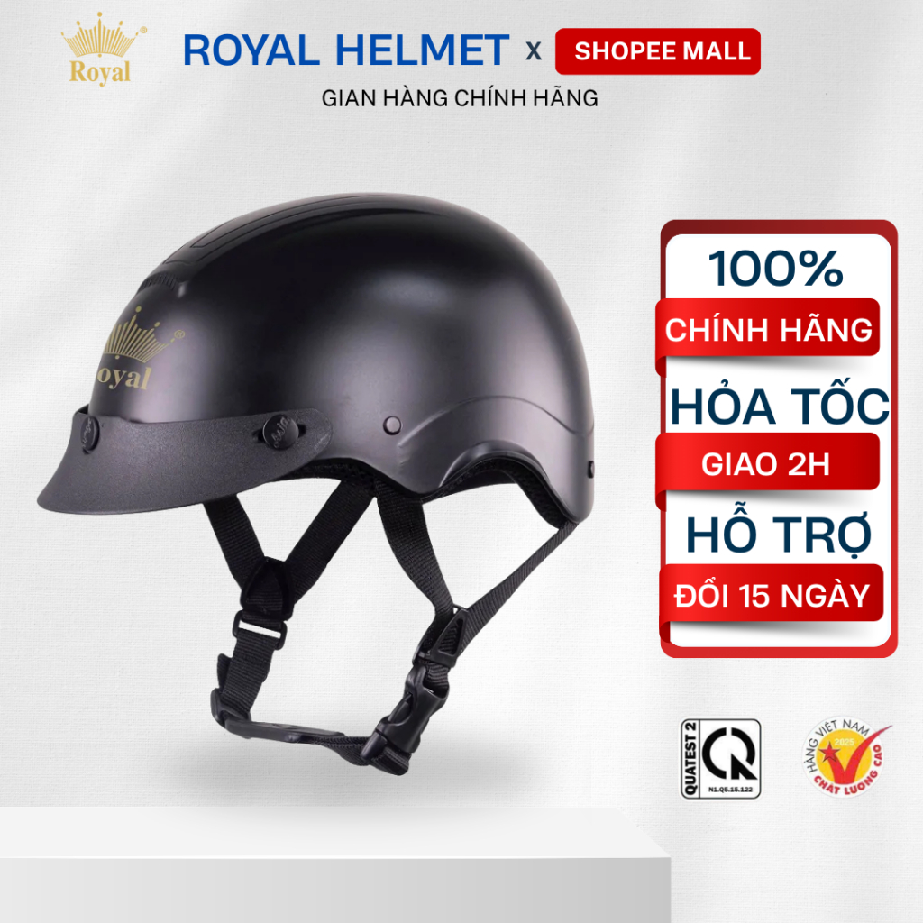 Mũ Bảo Hiểm Lưỡi Trai Nửa Đầu Royal M103 Chính Hãng Nữ Bảo Hành 12 Tháng, Mũ Bảo Hiểm Chính Hãng Nửa