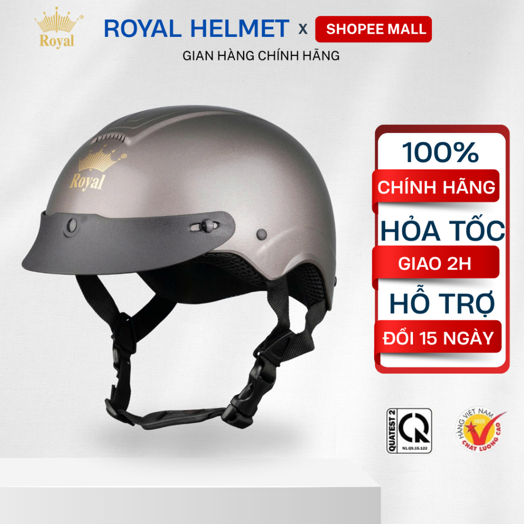 Mũ Bảo Hiểm Nửa Đầu Royal M103 Chính Hãng Hợp Nam Nữ, Nón Bảo Hiểm Nhỏ Gọn Thời Trang Bảo Hành 12 Th