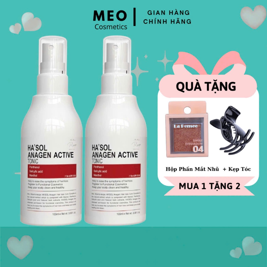 Combo 2 lọ Xịt Kích Mọc Tóc Hasol Anagen Active Tonic 100ml - Dưỡng Da Đầu Chắc Khỏe, Ngăn Rụng Tóc
