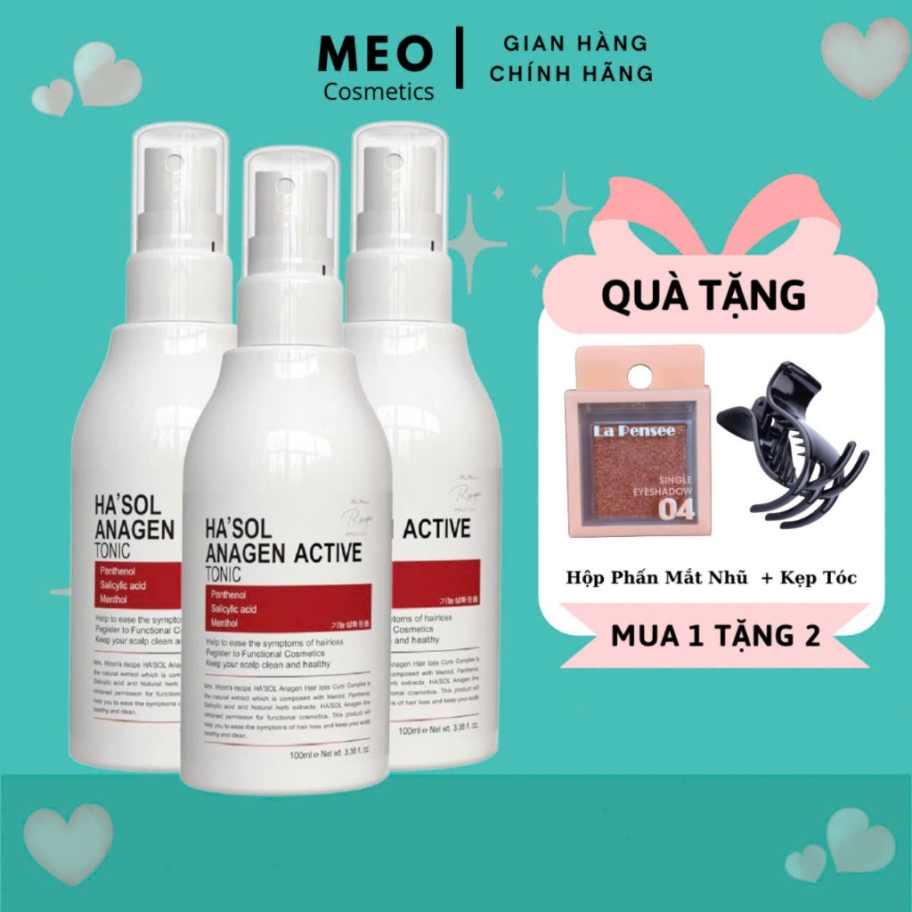 Combo 3 lọ Xịt Kích Mọc Tóc Hasol Anagen Active Tonic 100ml - Dưỡng Da Đầu Chắc Khỏe, Ngăn Rụng Tóc