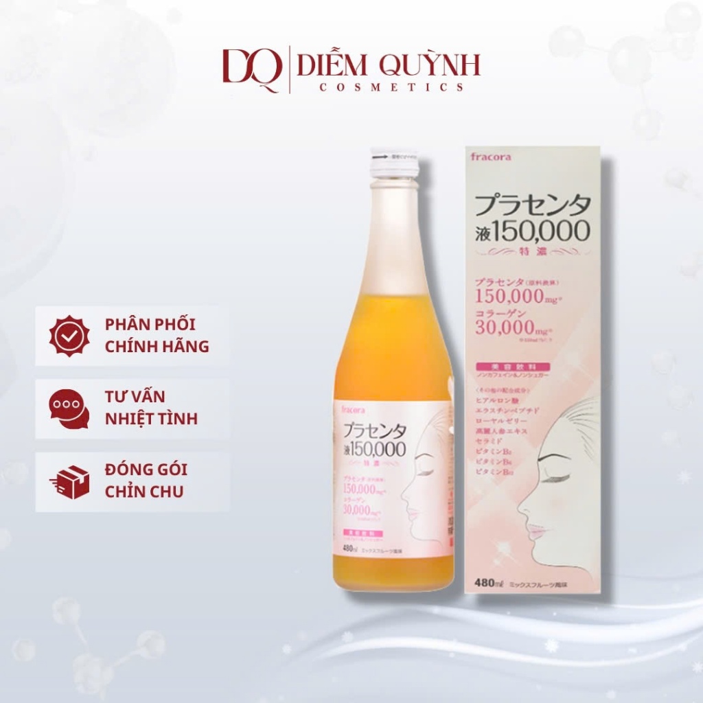 Nước Uống Nhau Thai Fracora Placenta 150.000mg Collagen 30.000mg Nhật Bản 480ml