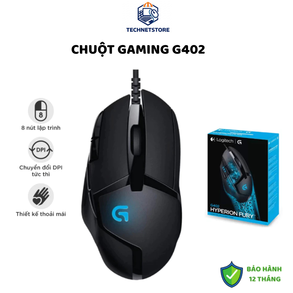Chuột Có Dây Logitech G402 Hyperion Fury OEM - Cảm Biến Fusion Engine 4000 DPI, 8 Nút Lập Trình, Led