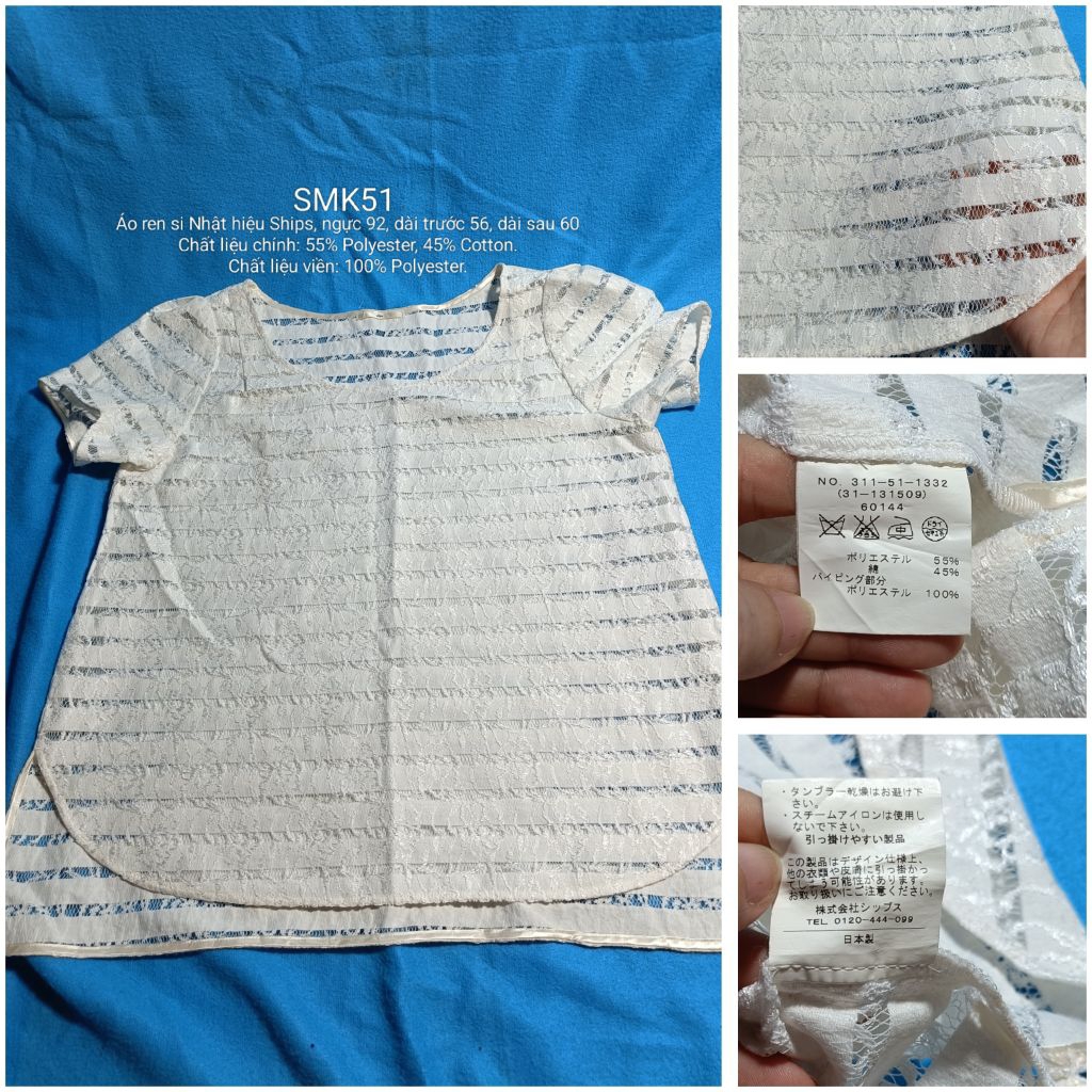 SMK51#[Mới 98%] Áo Ren Nữ Cao Cấp SHIPS Nhật Bản Si Tuyển VIP