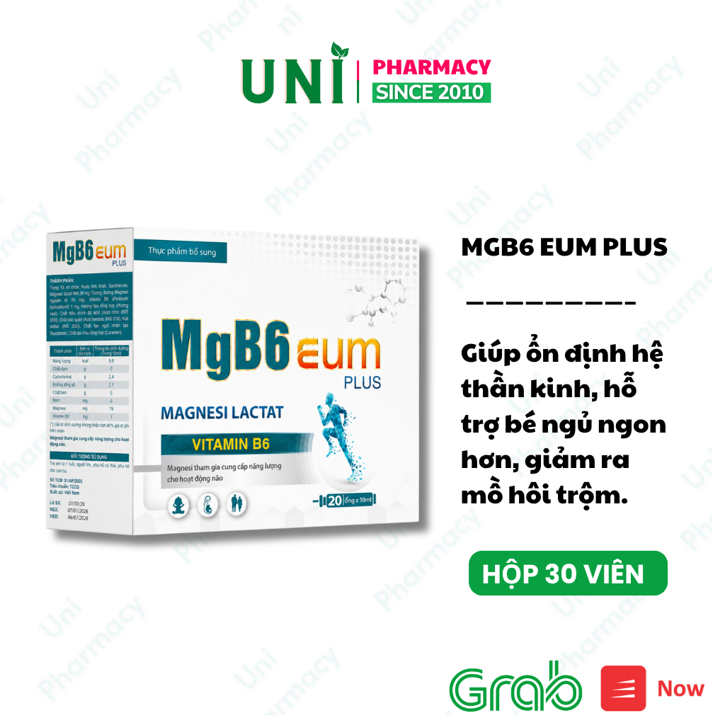 ✅(Mua combo tặng kẹo Chính Hãng) Magie B6 EUM bổ sung magine giảm trằn trọc quấy đêm tăng cường sức 