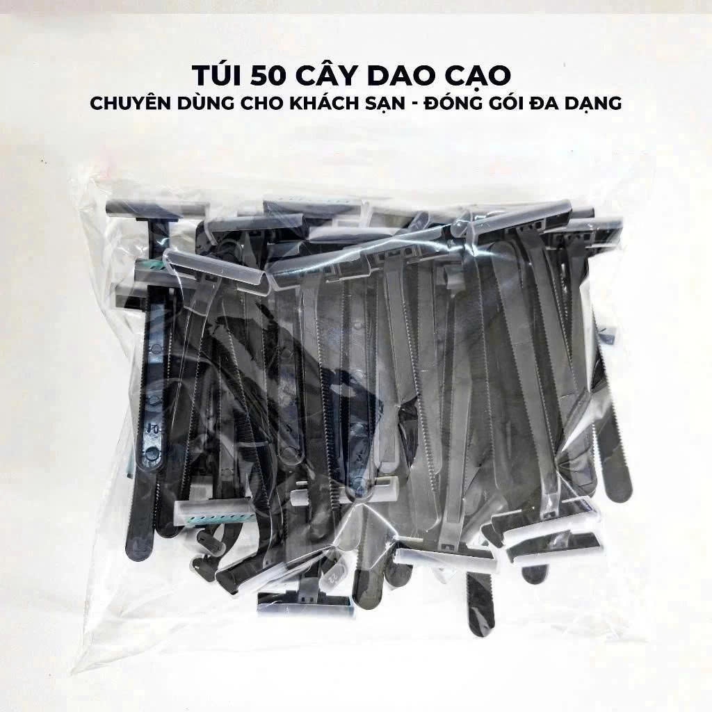 [ MÀU NGẪU NHIÊN ] Bịch 50 Cây Dao Cạo Râu Cán Dài 2 Lưỡi Chuyên Dùng Cho Khách Sạn , Nhà Nghỉ, Dao 