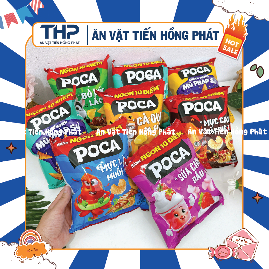 [5 Gói] Snack POCA đầy đủ các hương vị, Mực Lăn - Bò - Tôm … Bim bim PoCa giá rẻ