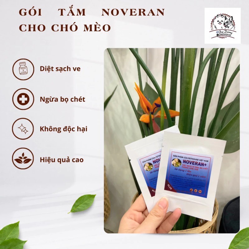 Com bô 2 gói NOVERAN tắm trộn.. ve, rận, bọ chét chó mèo hiệu quả