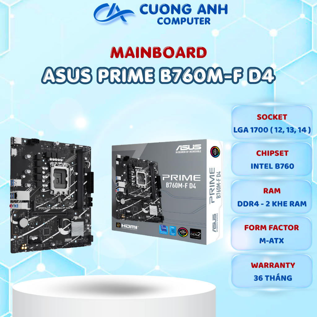 Mainboard ASUS PRIME B760M-F D4. Hàng mới chính hãng