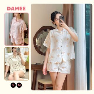 Set đồ ngủ Damee họa tiết dễ thương bộ ngủ nữ cộc tay dáng rộng thoáng mát thấm hút mồ hôi SD1