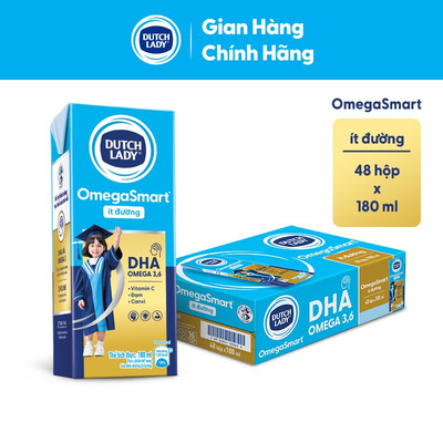 [KOL] Thùng 48 Hộp Sữa Dinh Dưỡng Dutch Lady OmegaSmart Ít Đường 48x180ml