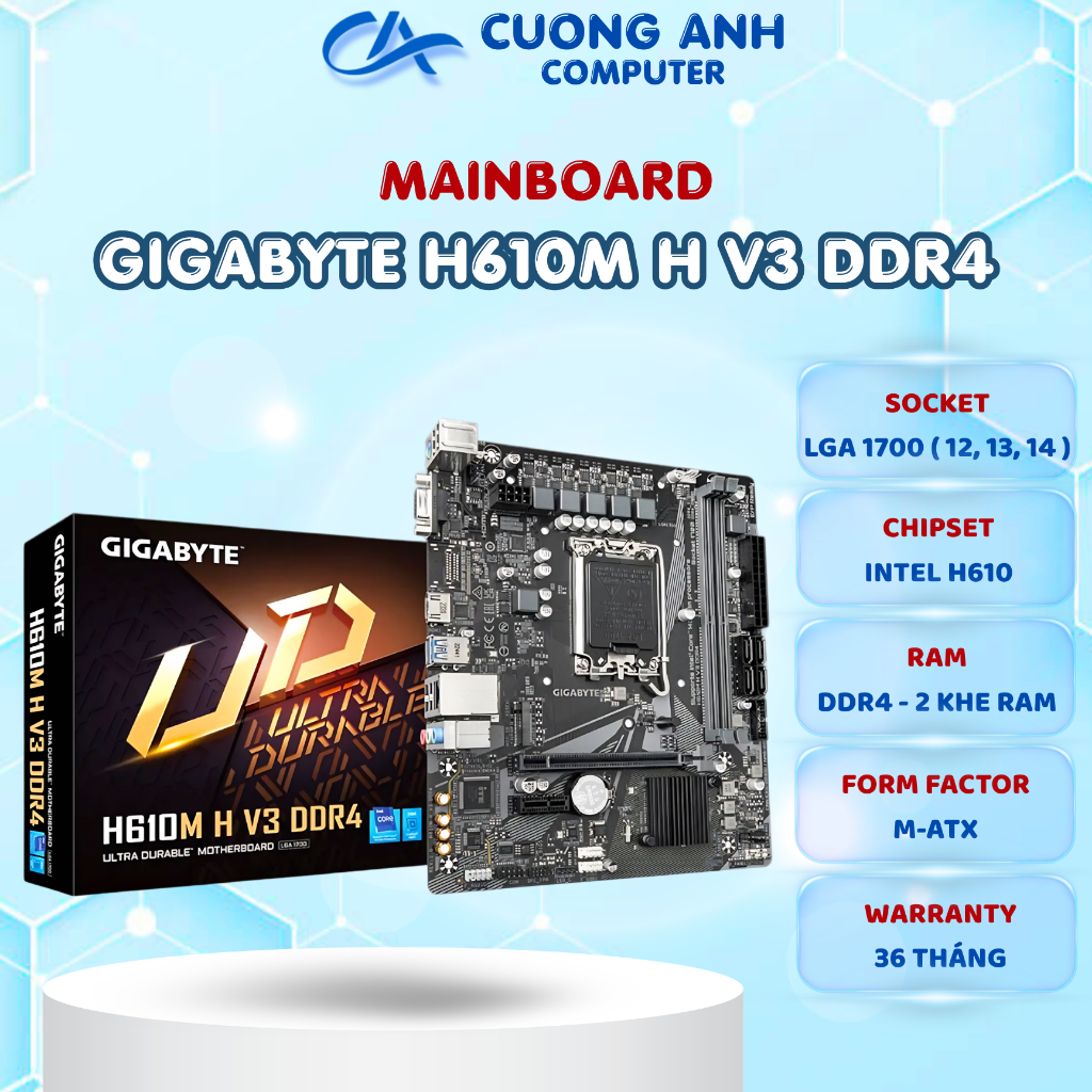 Mainboard GIGABYTE H610M H V3 DDR4. Hàng mới chính hãng