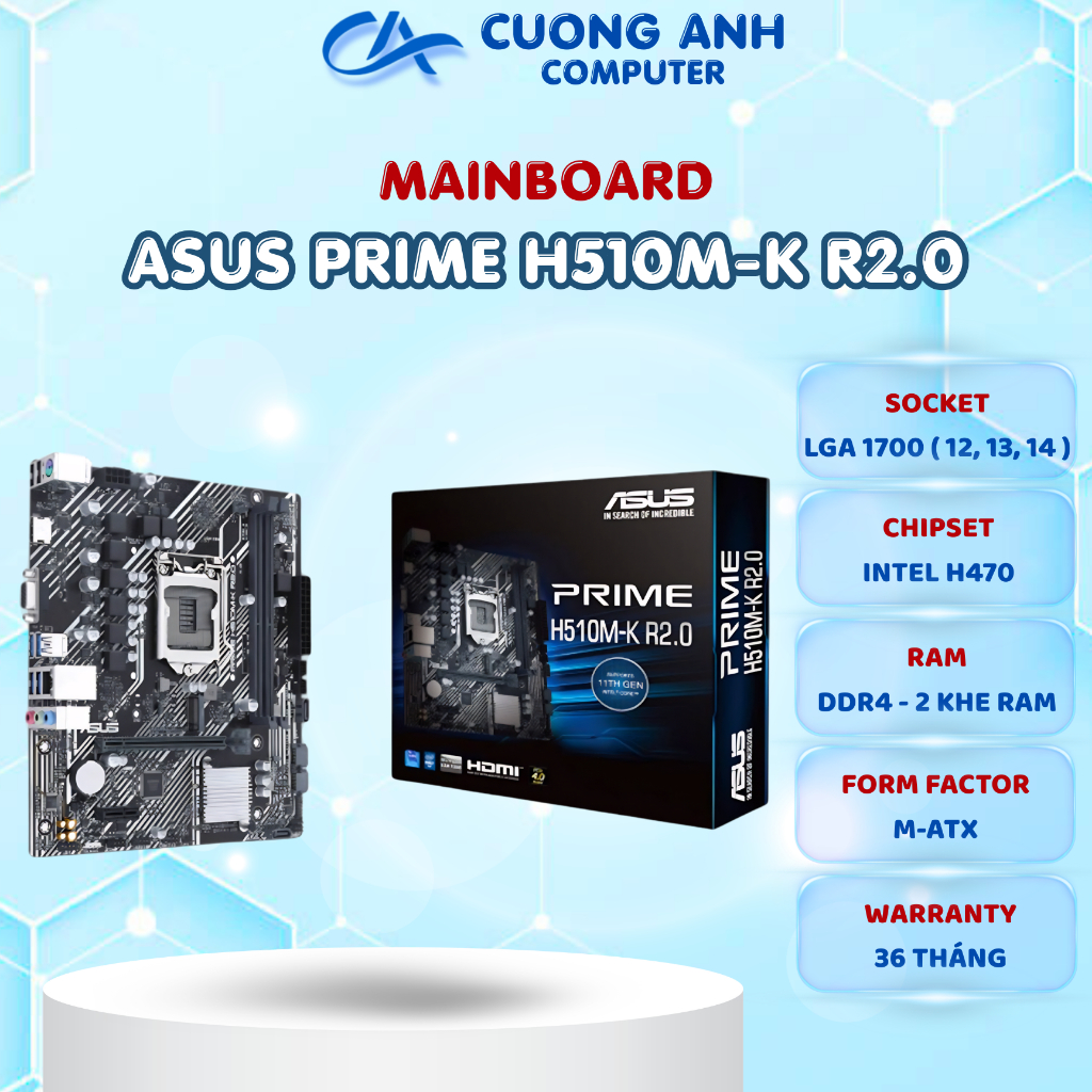 Mainboard ASUS PRIME H510M-K R2.0. Hàng mới chính hãng