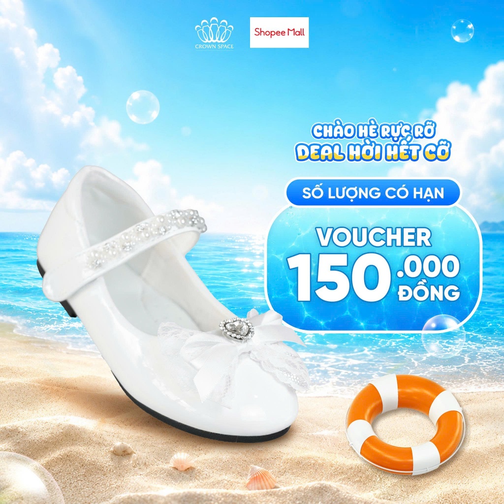 Giày Công Chúa Đính Nơ Dễ Thương Giày Bệt Có Quai Chống Trơn Cao Cấp Crown Space CRUK3180
