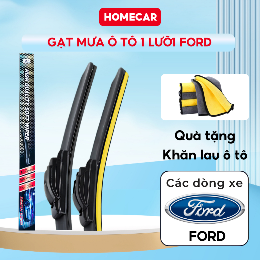 Cần Gạt Nước Ô Tô 1 Lưỡi Ford Ranger Territory Everest Transit Focus EcoSport Kích Thước Chuẩn