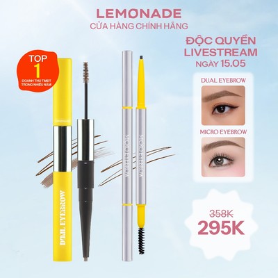 [LIVESTREAM KOL] Combo Chì kẻ mày 2 đầu Lemonade Dual Eyebrow 2.75g và Chì kẻ mày siêu mảnh Lemonade Micro Eyebrow 0,1g