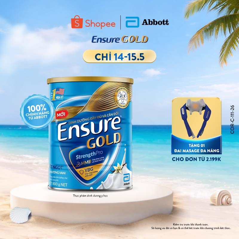Sữa bột Ensure Gold Abbott hương vani ít ngọt 800g