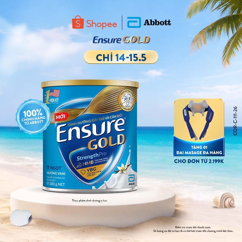 Sữa bột Ensure Gold Abbott hương vani ít ngọt 380g