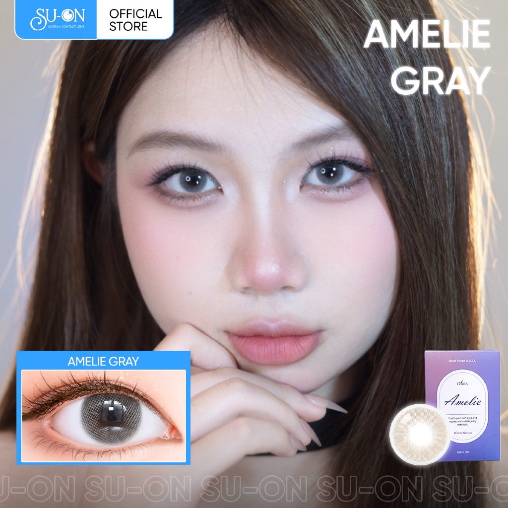 Lens xám tây tự nhiên AMELIE GRAY chính hãng OLOLA | 6 tháng | Kính áp tròng cận SUONLENS