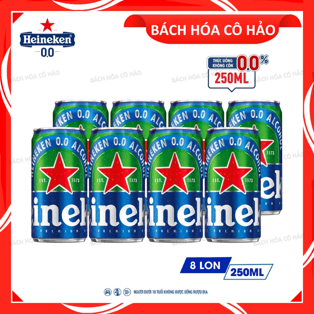 COMBO 8 LON BIA KHÔNG CỒN HEINEKEN 0.0 [250ML]