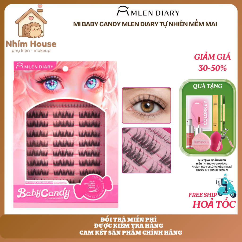 MLEN DIARY Lông Mi Baby Candy Mi Cụm Mềm Mại Tự Nhiên Dễ Sử Dụng | NHÍM HOUSE