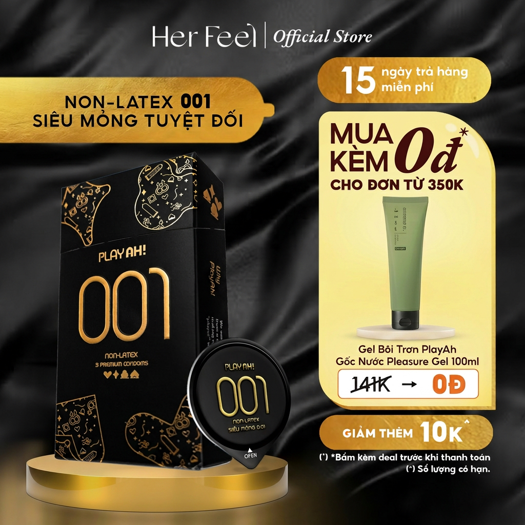 Bao Cao Su PlayAh! Non-Latex Siêu Mỏng 001 - Hộp 3 Cái