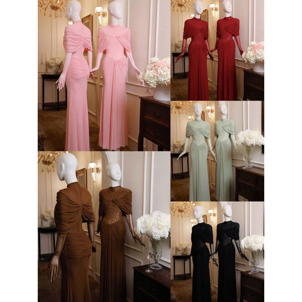 Đầm Lưới Cut Out Maxi Dài Nhún Choàng Sang Trọng 𝐃𝟐𝐓 𝐒𝐓𝐎𝐑𝐄