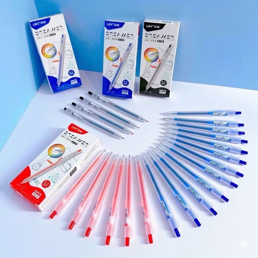 [G118] Hộp 12 Cây Bút Gel Lex G118 Nhiều Màu Sắc 0.5 Mm Bấm Bút Gel KING Nhanh Khô Siêu Mịn Viết Êm 