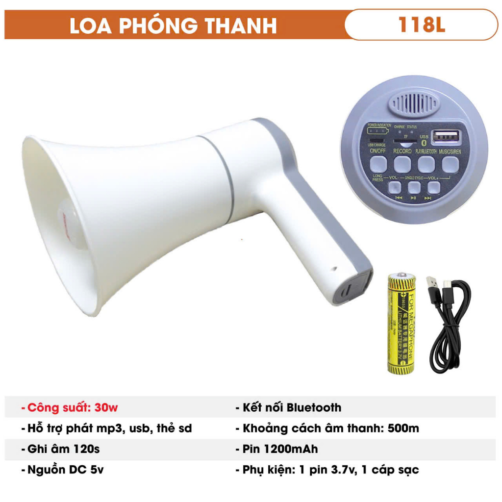 [CÓ BLUETOOTH]Loa cầm tay phóng thanh chính hãng, rao hàng, hoạt náo viên ngoài trời Sunrise 118L có