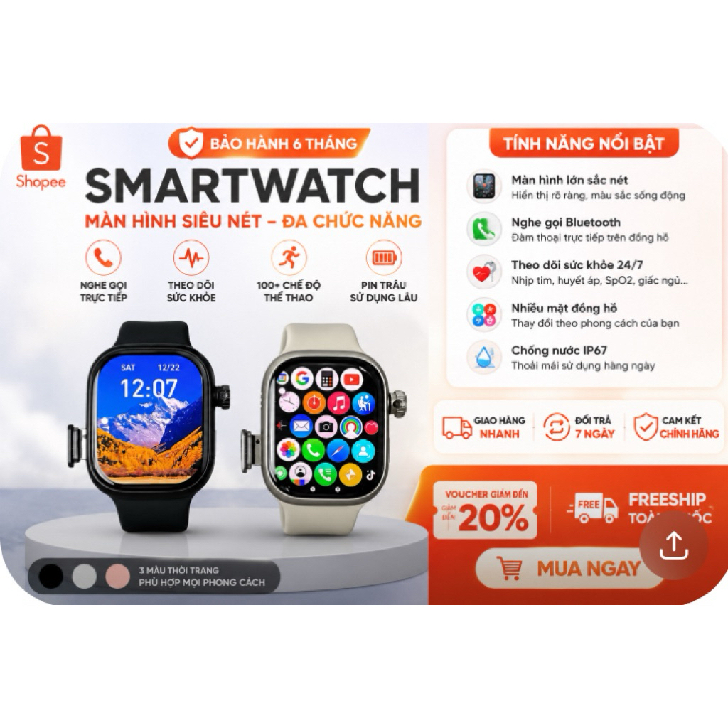 Đồng hồ thông minh lắp sim nghe gọi, Video Call, Có CHplay tải app, ứng dụng YT,FB