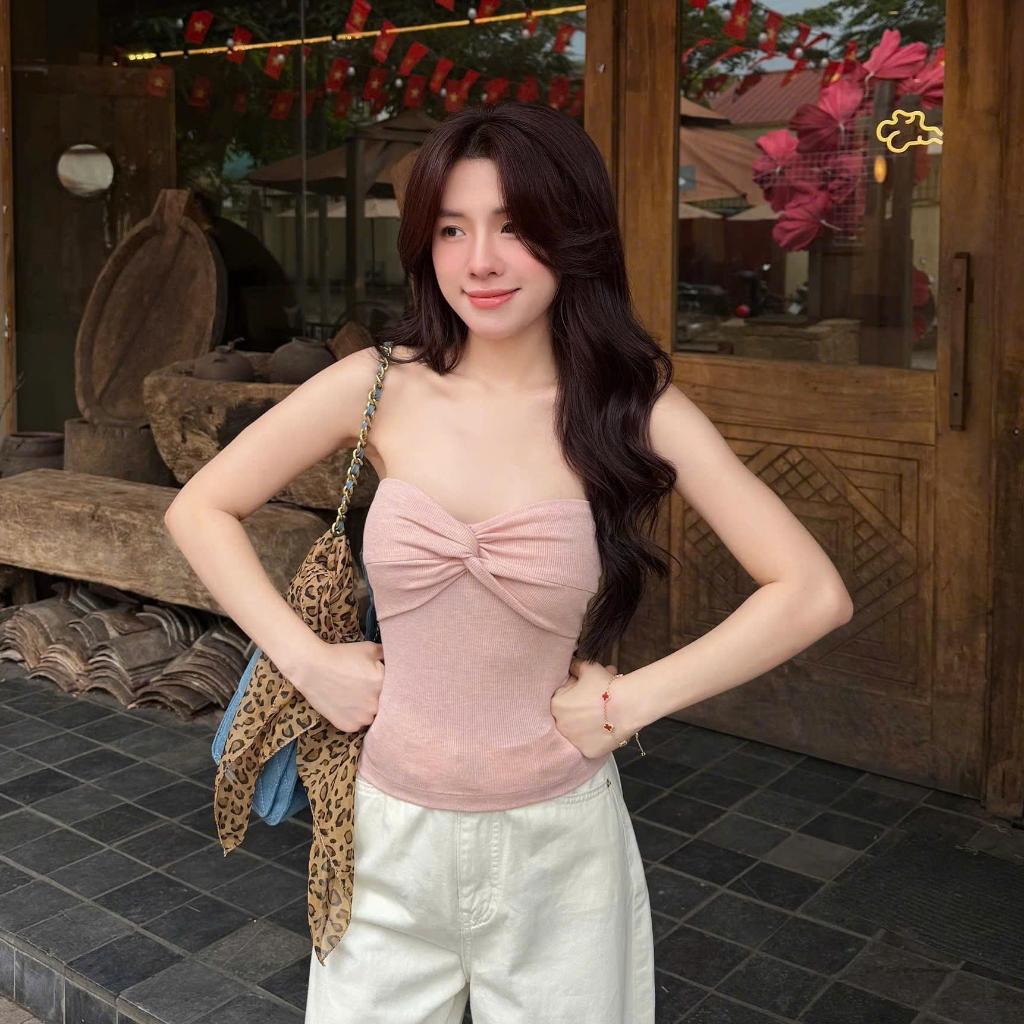 Áo Quây Nữ Xoắn Trước Ngực Màu Pastel Chất Tăm Cotton Dệt Sợi Muối Tiêu Ôm Body Co Giãn Thoáng Mát Nhẹ Tênh – A049 | BigBuy360 - bigbuy360.vn