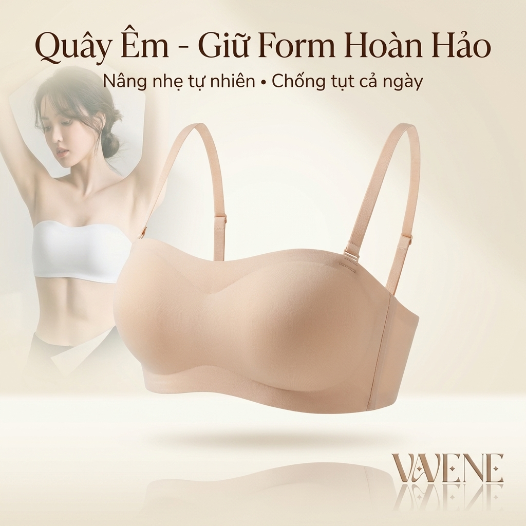 Áo Lót Nữ Su Lụa Sữa DORIS AL397, Áo lót mềm mịn mặc áo váy ôm sát k lộ viền, áo su quây chống tụt đệm mỏng | BigBuy360 - bigbuy360.vn