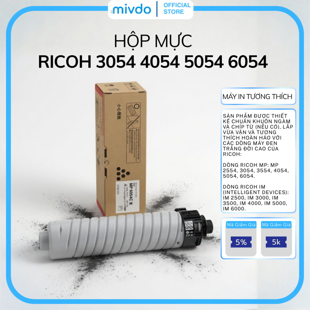 Hộp Mực Ricoh Dùng Cho MP3054 MP4054 MP5054 MP6054 IM2500 IM3000 IM6000 In Sắc Nét Ít Hao