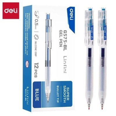 Combo 6/12 bút gel bấm Deli G575 - siêu trơn,siêu nhiều mực