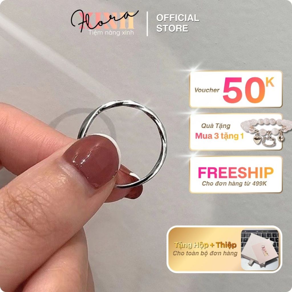 Nhẫn Thời Trang Twist Flora Minimalist Twist Phong Cách Layering Handmade Unisex