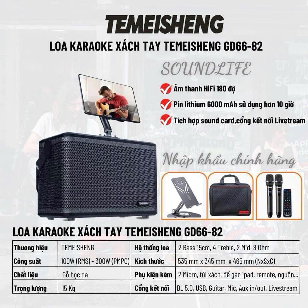 LOA XÁCH TAY NHẬP KHẨU CHÍNH HÃNG TEMEISHENG GD66-82 TẶNG BALO