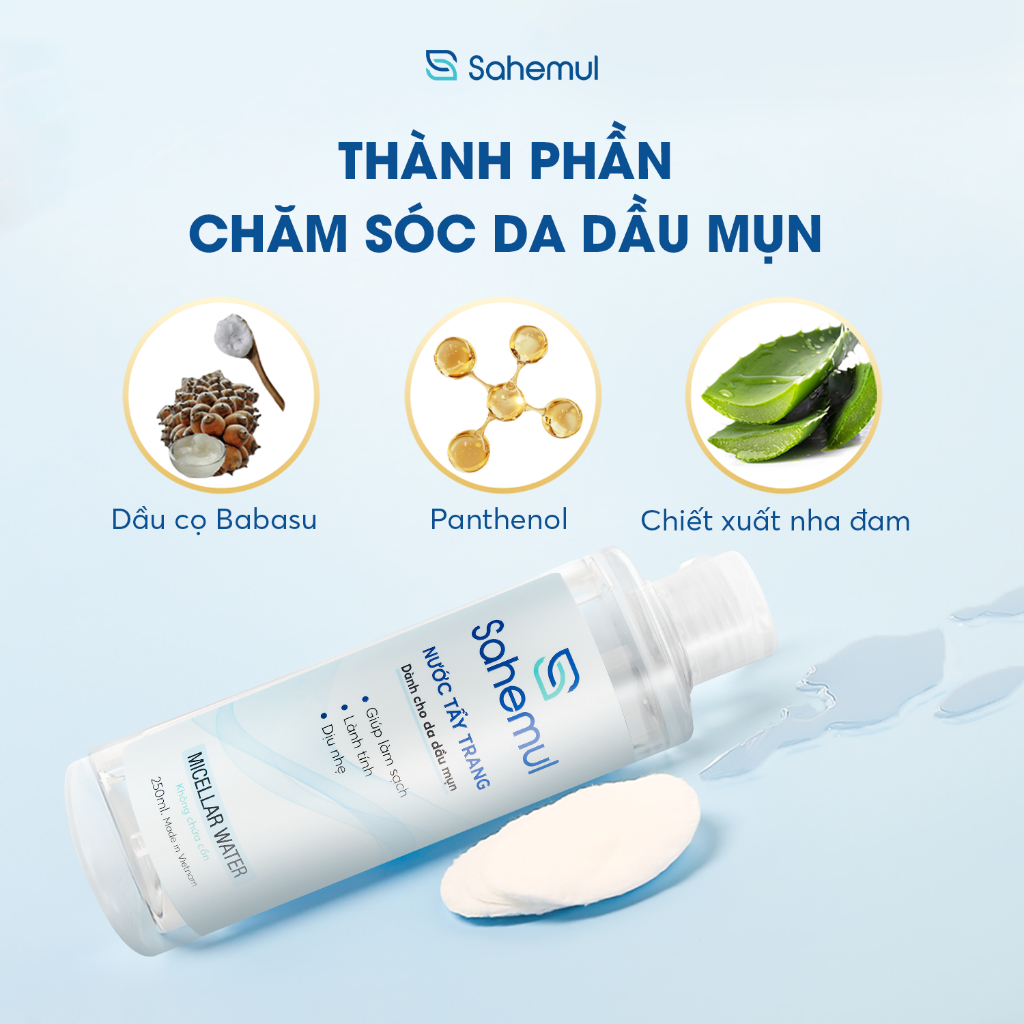 Nước Tẩy Trang SAHEMUL Làm Sạch Cho Da Dầu Mụn, Mọi Loại Da 250ml | BigBuy360 - bigbuy360.vn