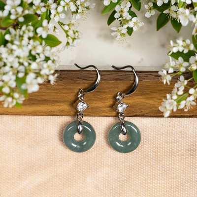 Bông Tai Lam Ngọc Type A Dáng Dài Hoa Tai Đá Phong Thủy Tinh Tế - Ngọc Trai Trường Thịnh