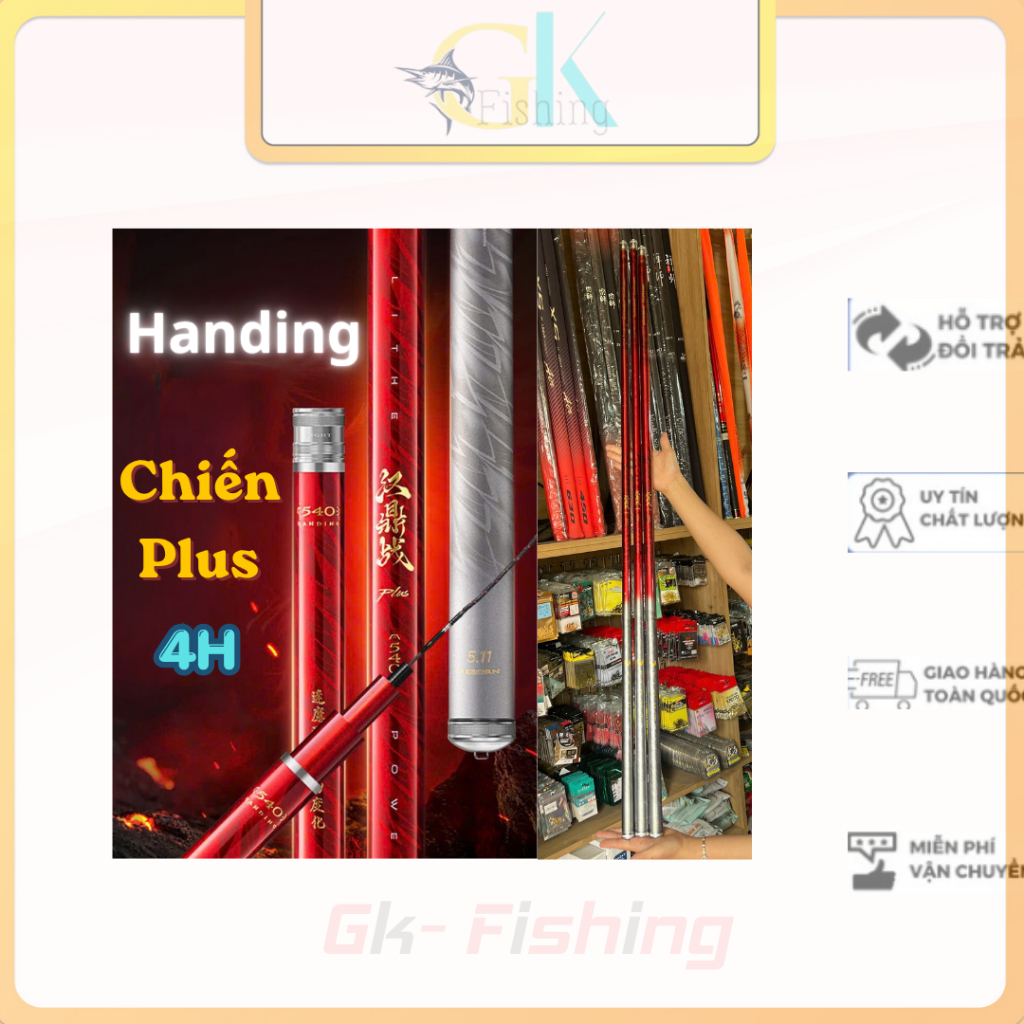 Cần Câu Đài Handing Chiến Plus Độ Cứng 4H /28i Carbon 40T- 1100T Xoắn Chéo Nhẹ Nẩy ( Chính hãng)