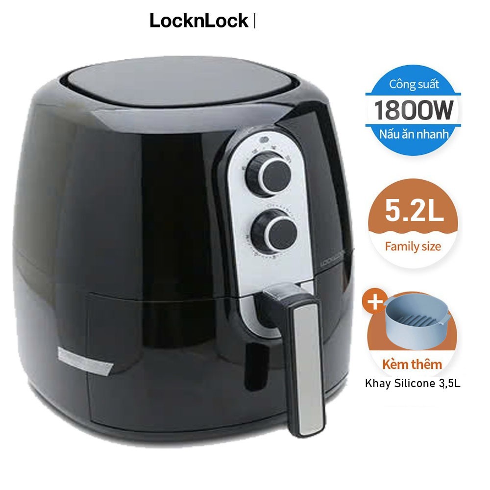Nồi chiên không dầu  Lock&Lock EJF151 5.2L - Chính hãng tặng kèm khay silicone 3,5L